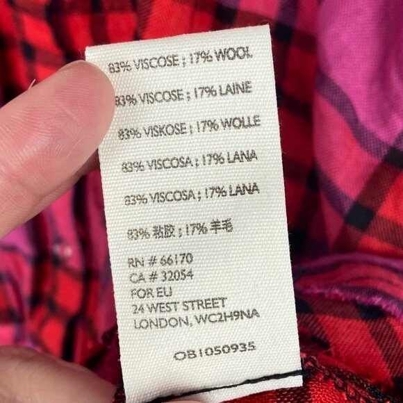 NWT Free People Pacific Dawn Plaid Shirt Drawstring Size Small Pink Red Bohemian - Picture 11 of 13